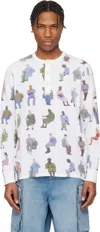Jw Anderson People Print Waffle Knit Cotton Henley Top In 001