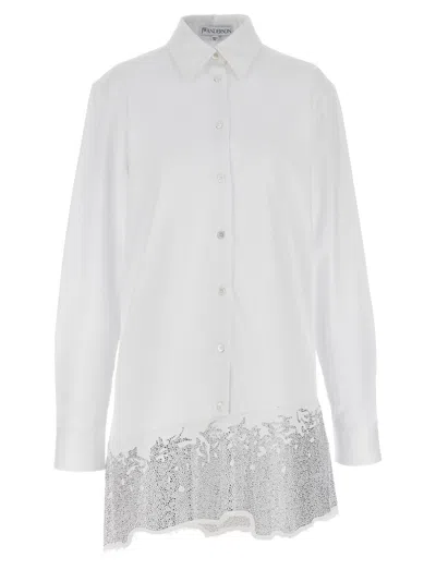 JW ANDERSON WHITE RHINESTONE SHIRT DRESS