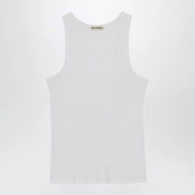 Jw Anderson Ribbed Tank Top With Contrasting-logo In White