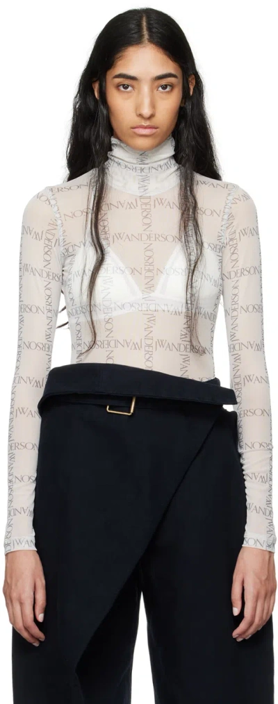Jw Anderson White Semi-sheer Turtleneck In 002 Off White