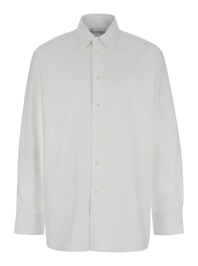 JW ANDERSON WHITE SHIRT WITH CLASSIC COLLAR IN COTTON MAN