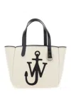 Jw Anderson White Shopper With Jw Logo On The Front In Canvas And Leather Woman In White