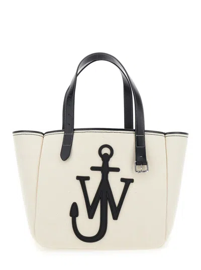 JW ANDERSON WHITE SHOPPER WITH JW LOGO ON THE FRONT
