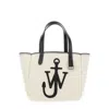Jw Anderson J.w. Anderson White Shopper With Jw Logo On The Front In Canvas And Leather In White