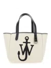 Jw Anderson White Shopper With Jw Logo On The Front In Canvas And Leather Woman