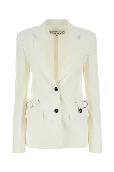 Jw Anderson White Stretch Polyester Blend Blazer
