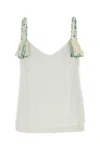 Jw Anderson Tulle Top With Braided Straps And V Neckline In Offwhite