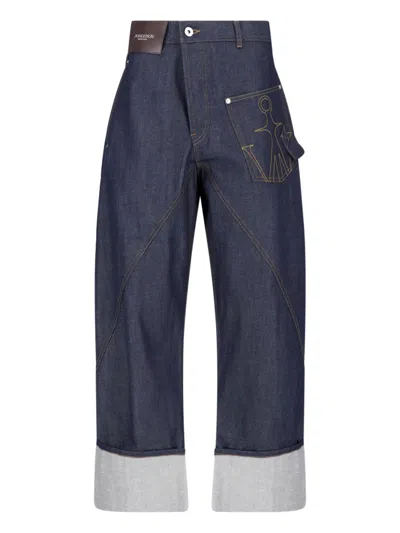 Jw Anderson Wide Jeans "twisted" In Blue