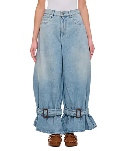 JW ANDERSON WIDE JEANS WITH ADJUSTABLE ANKLE HEIGHT BELTS
