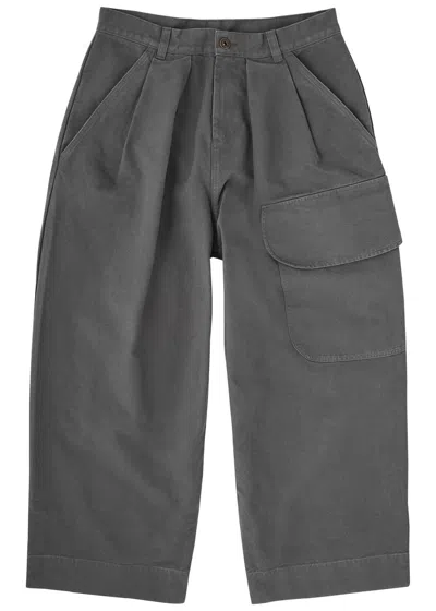 Jw Anderson Wide-leg Cotton-canvas Cargo Trousers In Grey