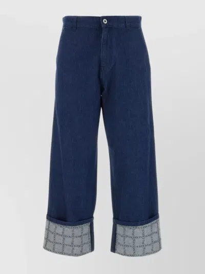 JW ANDERSON WIDE-LEG CUT CROPPED DENIM TROUSERS