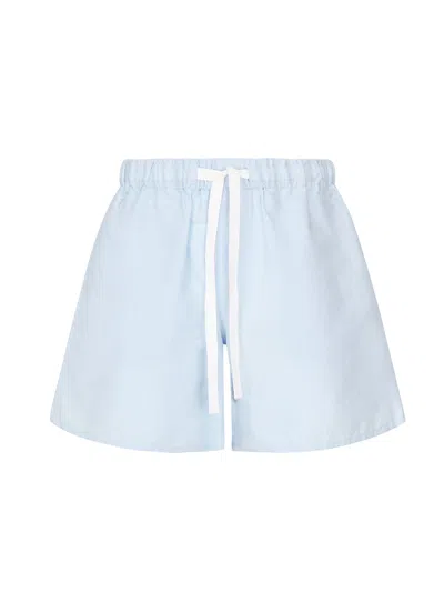 Jw Anderson Wide Leg Drawstring Shorts In Light Blue