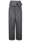 Jw Anderson J. W. Anderson Fold-over Design Grey Wool Trousers In Gray