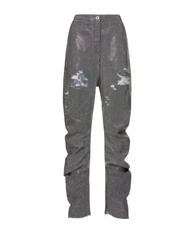 Jw Anderson Wiggle Studded Cotton Pants In Gray