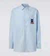 Jw Anderson Light Blue Shirt With Classic Collar And Embroidery Detail On Front And Cuff In Blue