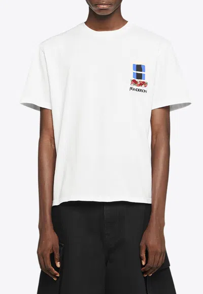 Jw Anderson Window Embroidered Logo T-shirt In White