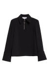 Jw Anderson Wire Puller Quarter Zip Top In Black