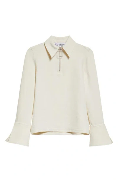 Jw Anderson Long-sleeved Half-zip Polo Top In White