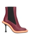 Jw Anderson Woman Ankle Boots Burgundy Size 10 Leather In Red