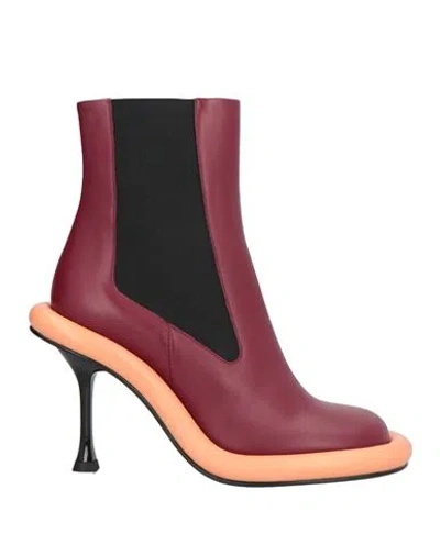 Jw Anderson Woman Ankle Boots Burgundy Size 10 Leather In Red