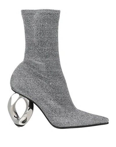 Jw Anderson Woman Ankle Boots Silver Size 8 Textile Fibers