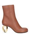 Jw Anderson Woman Ankle Boots Tan Size 11 Calfskin In Brown