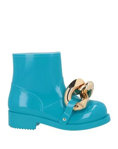 JW ANDERSON JW ANDERSON WOMAN ANKLE BOOTS TURQUOISE SIZE 7 RUBBER