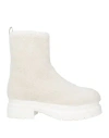 Jw Anderson Woman Ankle Boots White Size 8 Soft Leather, Merino Wool