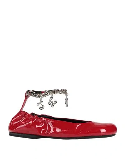 Jw Anderson Woman Ballet Flats Red Size 6 Leather In Multi