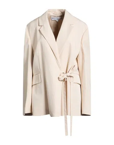 Jw Anderson Woman Blazer Beige Size 2 Viscose, Silk In Neutral