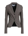 Jw Anderson Woman Blazer Brown Size 4 Virgin Wool, Elastane In Brown