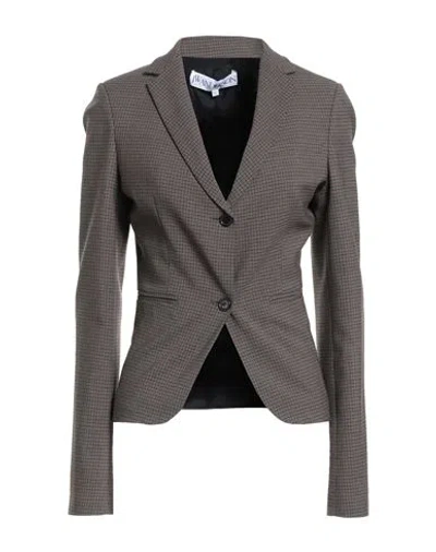 Jw Anderson Woman Blazer Brown Size 4 Virgin Wool, Elastane