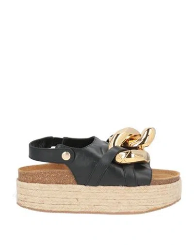 Jw Anderson Woman Espadrilles Black Size 6 Leather