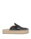 Jw Anderson Leather Espadrille Loafer Mules In Black