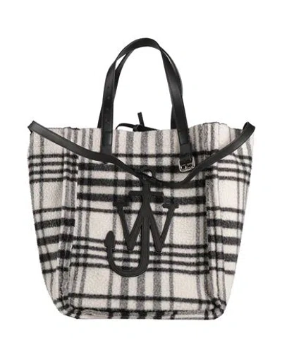 Jw Anderson Belt Plaid-check Virgin-wool Tote Bag In White