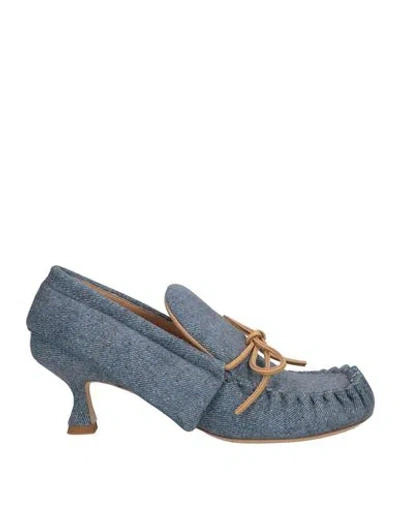 Jw Anderson Woman Loafers Blue Size 7 Textile Fibers