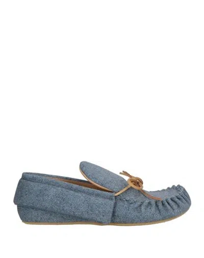 Jw Anderson Woman Loafers Blue Size 8 Textile Fibers