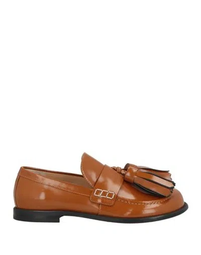 Jw Anderson Woman Loafers Camel Size 7 Calfskin