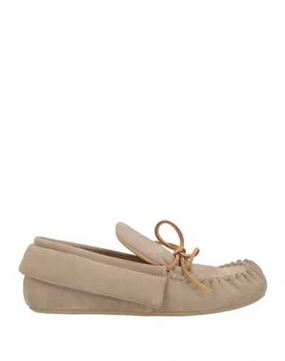 Jw Anderson Woman Loafers Khaki Size 8 Leather In Beige