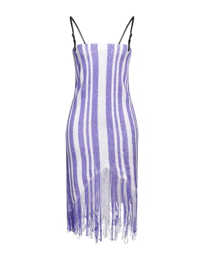 Jw Anderson 2-tone Fringed Knit Midi Dress In Purple White