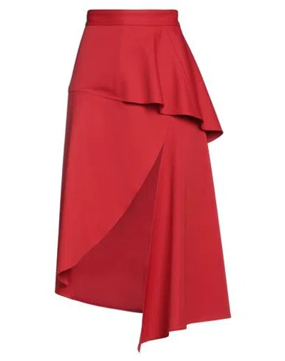 Jw Anderson Woman Midi Skirt Red Size 0 Polyester, Elastane
