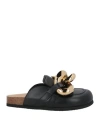 Jw Anderson Flat Chain Step-in Heel Leather Loafers In Black