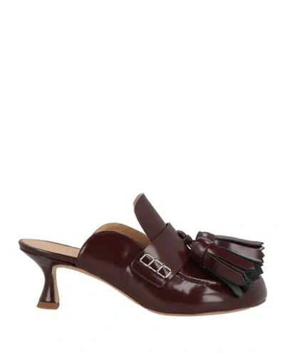 Jw Anderson Woman Mules & Clogs Chocolate Brown Size 5 Calfskin