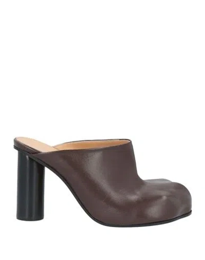 Jw Anderson Woman Mules & Clogs Chocolate Brown Size 7 Leather