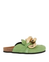 Jw Anderson 15mm Embellished Suede Mules In Green