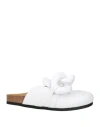 Jw Anderson Shearling Leather Chain Loafer Mules In White
