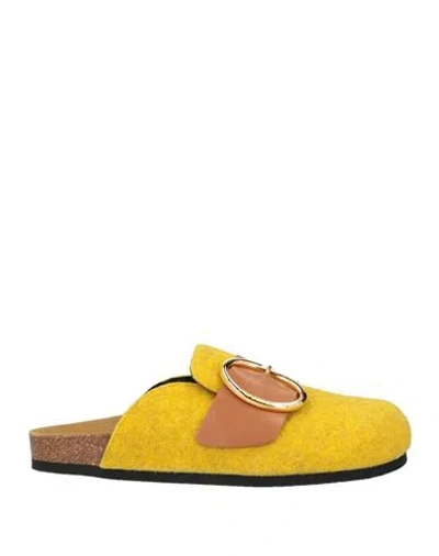 Jw Anderson Woman Mules & Clogs Yellow Size 6 Leather, Textile Fibers