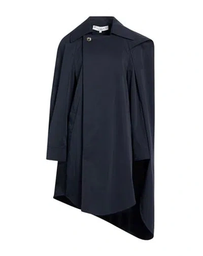Jw Anderson Woman Overcoat & Trench Coat Navy Size 4 Cotton In Blue
