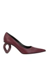 Jw Anderson Woman Pumps Burgundy Size 11 Lambskin In Red