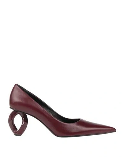 Jw Anderson Woman Pumps Burgundy Size 8 Leather In Red